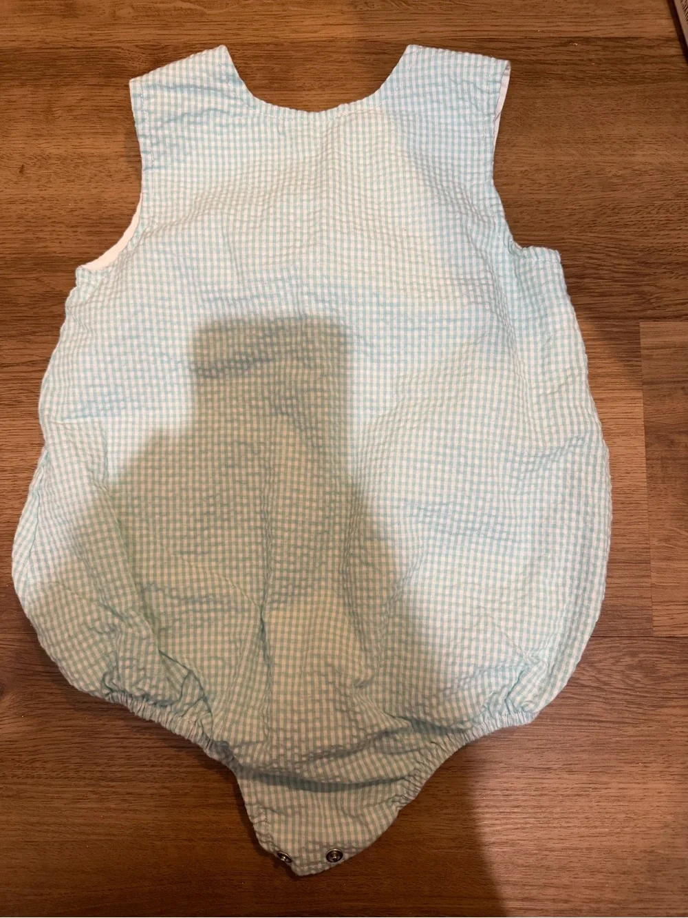 mine Light Blue Gingham Bubble Romper